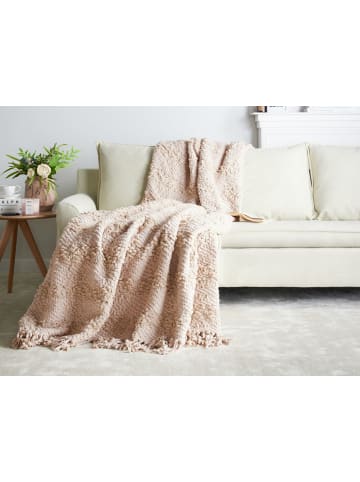 Beliani Kuscheldecke VELLA in Rosa - (W) 200 x (H) 3 x (L) 220 cm