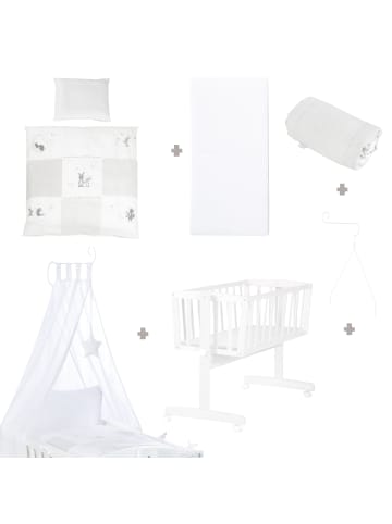 roba Komplettwiegenset  'Fox & Bunny' weiß + Feststellfunktion +  Ausstattung