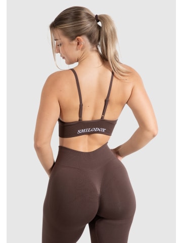 SMILODOX Sport BH Maria Solid Scrunch in Dunkelbraun