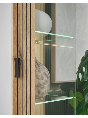 Furn.Design Wohnwand 4-teilig weiß matt, Eiche 320 x 180 cm, Schrankwand mit Soft-Close