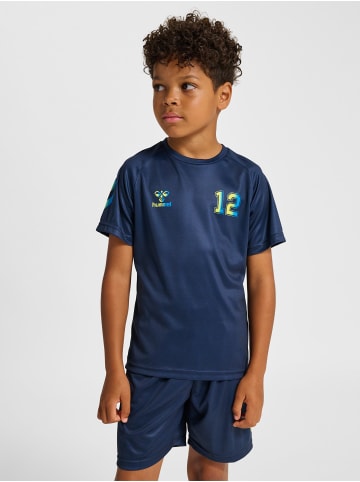 Hummel T-Shirt Hmlshimmer Kinder in DRESS BLUES/LIMEADE