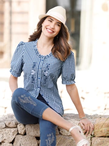 Sieh an! Karo-Bluse in jeansblau-weiß-kariert