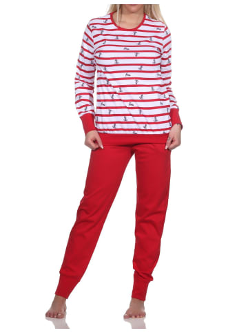 NORMANN Schlafanzug langarm Bündchen - 78683 in rot