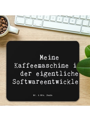 Mr. & Mrs. Panda Mauspad Spruch Softwareentwickler Held mit Spruch in Schwarz