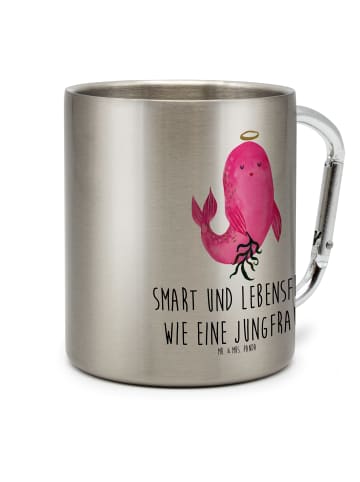 Mr. & Mrs. Panda Edelstahlbecher Sternzeichen Jungfrau mit Spruch in Silber