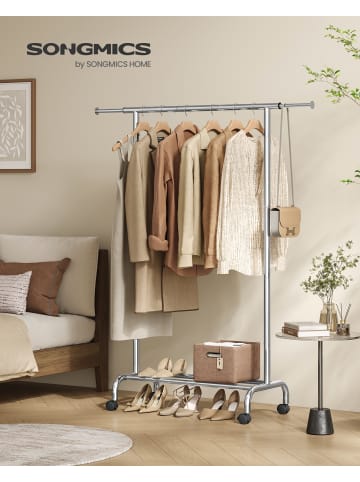 SONGMICS Kleiderständer Pataye in Silbern - (B)40 x (H)156 x (T)120 cm