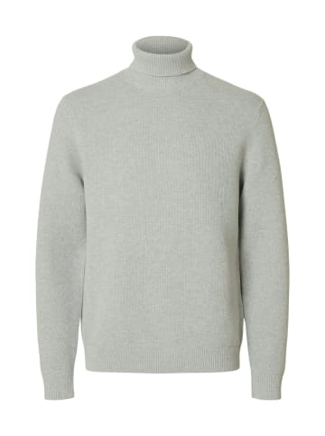 SELECTED HOMME Pullover SLHDANE LS KNIT STRUCTURE ROLL NECK in Grau