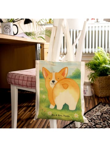 Mr. & Mrs. Panda Shopping Tasche Corgi Po Design ohne Spruch in Weiß