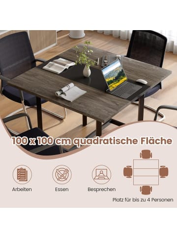 COSTWAY Konferenztisch 100 x 100 x 75 cm in Grau