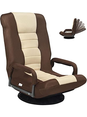 COSTWAY Bodenstuhl drehbar mit Armlehnen in Braun