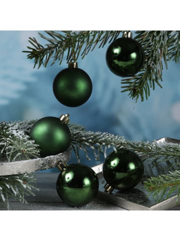 MARELIDA 12er Set Weihnachtskugeln bruchfest D: 6cm Baumkugeln in grün