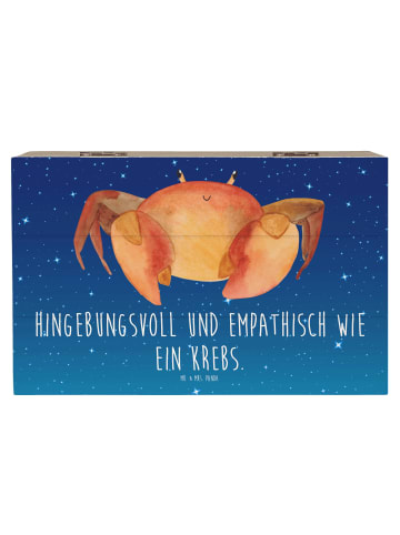 Mr. & Mrs. Panda Holzkiste Sternzeichen Krebs mit Spruch in Sternenhimmel Blau