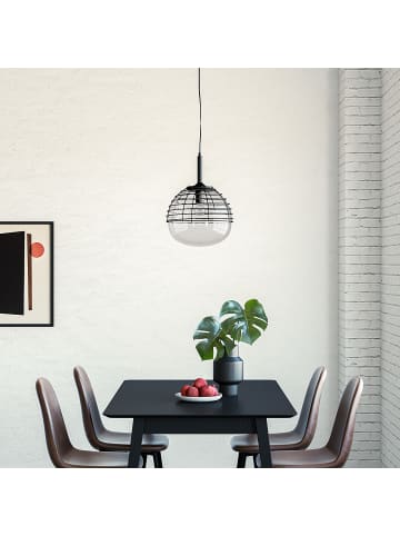 home24 home24 1-flammige Pendelleuchte aus Rauchglas & Eisen in Schwarz, 36 x 150 x 36 cm in Schwarz