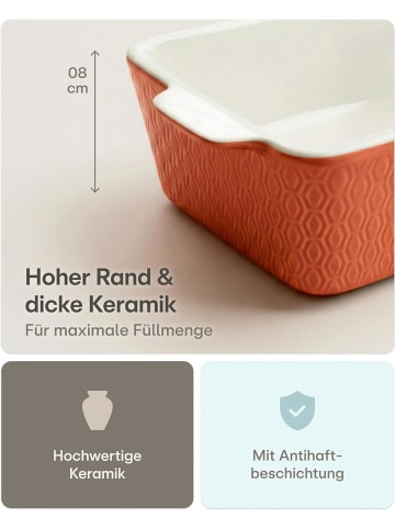 Praknu Auflaufform Keramik Rot 21cm – Backofen 280°C & Mikrowelle