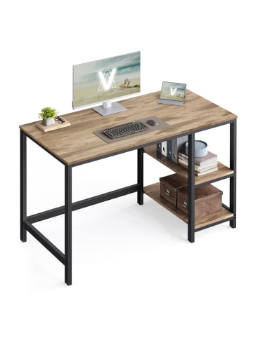 VASAGLE Schreibtisch Barnet in Kamelbraun-Schwarz - (B)120 x (H)76 x (T)60 cm