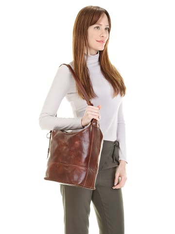 piké Rucksack-Shopper echt Leder in braun
