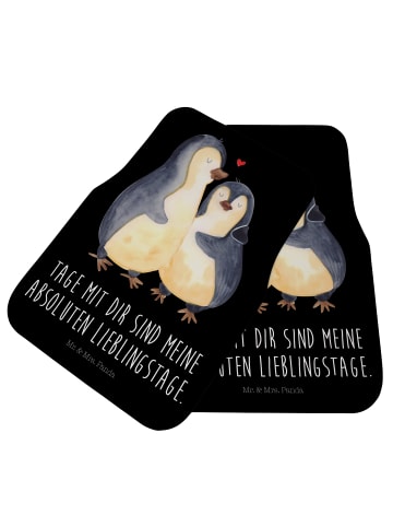 Mr. & Mrs. Panda Fußmatte Fürs Auto Pinguin umarmen mit Spruch in Schwarz