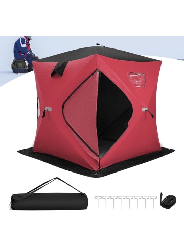 COSTWAY Pop-up Eisangelzelt für 1-2 Personen in Rot