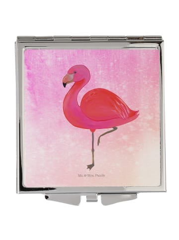 Mr. & Mrs. Panda Handtaschenspiegel quadratisch Flamingo Classic... in Aquarell Pink