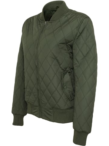 Urban Classics Urban Classics Damen Ladies Diamond Quilt Nylon Jacket in olive