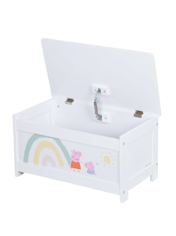 roba Holz-Spielzeugtruhe Peppa Pig – weiß/rosa, mit Dämpfungsbeschlag & Sitzfläche
