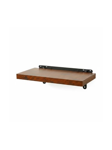 relaxdays Wandregal in Braun/ Schwarz - (B)60 x (H)4 x (T)23 cm
