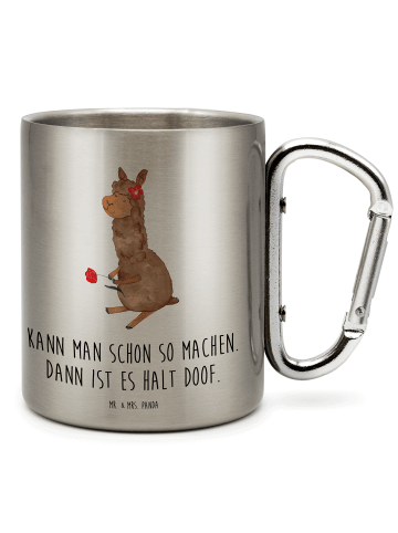 Mr. & Mrs. Panda Thermobecher Alpaka Blume mit Spruch in Silber