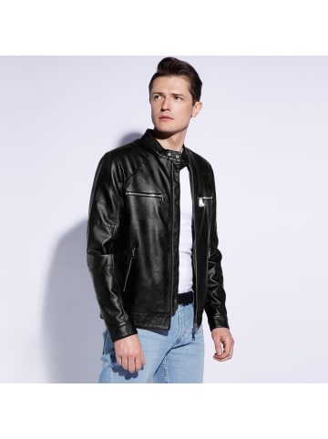 Wittchen Stylish eco leather jacket, man in Black