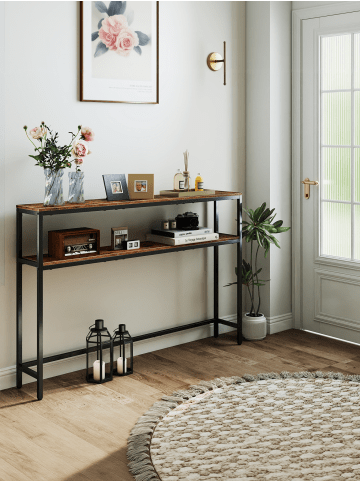VASAGLE Flurtisch Barnet in Vintagebraun-Tintenschwarz - (B)120 x (H)80 x (T)20 cm