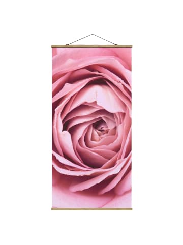 WALLART Stoffbild mit Posterleisten - Rosa Rosenblüte in Rosa