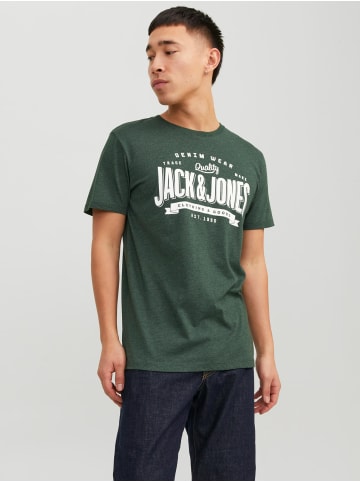 Jack & Jones 2er- Set T-Shirt Rundhals JJECORP Pack LOGO Print in Grün-2