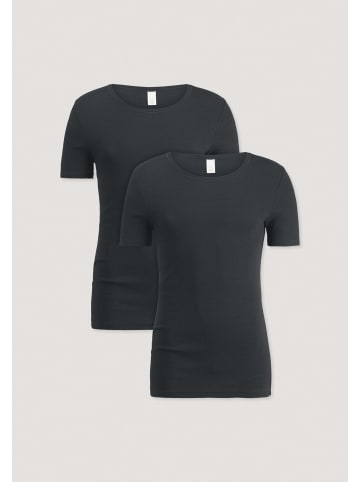 Hessnatur T-Shirt Fitted 2er Pack in schwarz