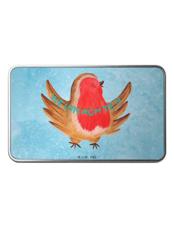 Mr. & Mrs. Panda behälter Rotkehlchen Weihnachten ohne Spruch in Eisblau