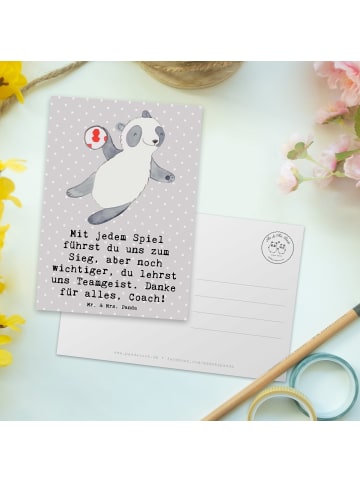 Mr. & Mrs. Panda Wanddeko Handball Trainerin Dankeschön mit Spruch in Grau Pastell