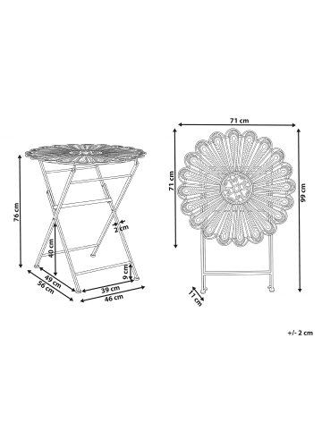 Beliani Outdoor Bistrotisch PAVIA in Blau - (W) 71 x (H) 76 x (L) 71 cm