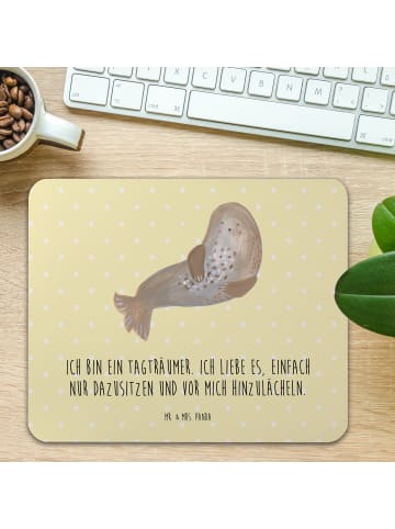 Mr. & Mrs. Panda Mousepad Robbe Lachen mit Spruch in Gelb Pastell