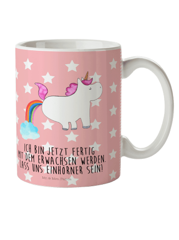 Mr. & Mrs. Panda Kunststoffbecher Einhorn Pupsen mit Spruch in Rot Pastell