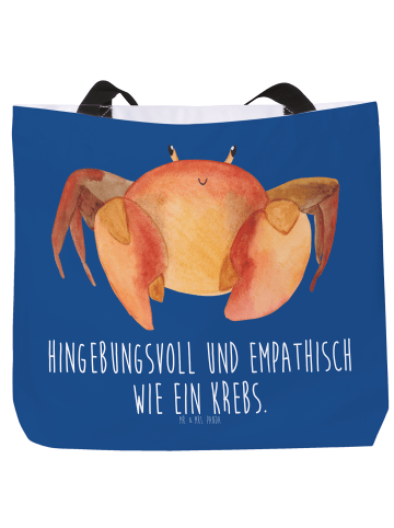 Mr. & Mrs. Panda Shopper Tasche Sternzeichen Krebs mit Spruch in Sternenhimmel Blau