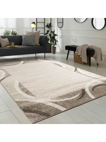 KADIMA DESIGN Teppich Kurzflor Abstraktes Muster Wohnzimmer schmutzabweisend in Braun