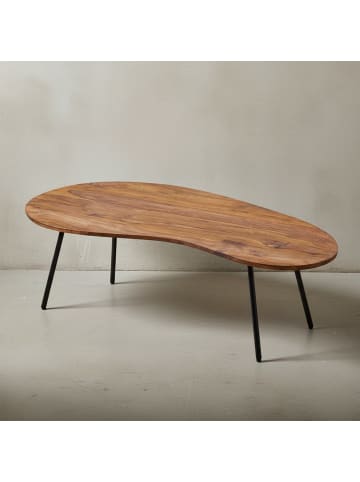 KADIMA DESIGN Couchtisch Retro | Massivholz, Metall-Gestell, Pflegeleicht in Braun