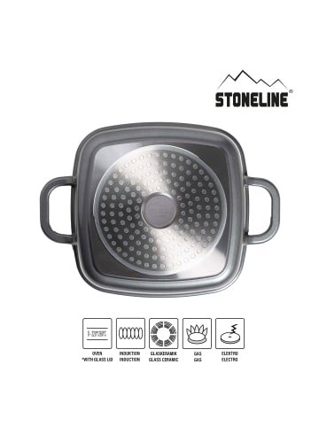 Stoneline STONELINE Servierpfanne 20 x 20 cm mit Aroma Glasdeckel, Eckpfanne in Roségold