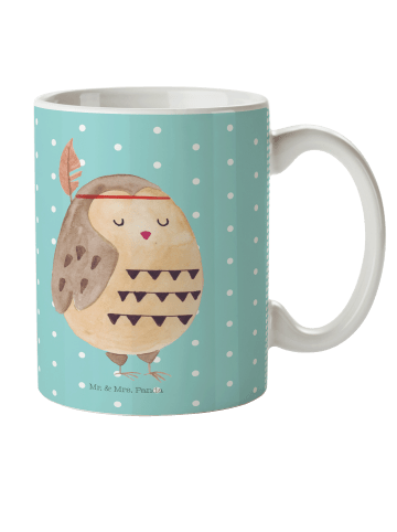 Mr. & Mrs. Panda Plastikbecher Eule Federschmuck ohne Spruch in Türkis Pastell