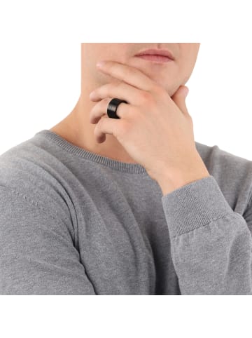 s.Oliver Ring Edelstahl, IP Gun in Schwarz
