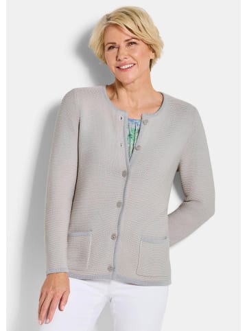 GOLDNER Kurzgröße:  Elegante Strickjacke mit Taschen in stein / gemustert