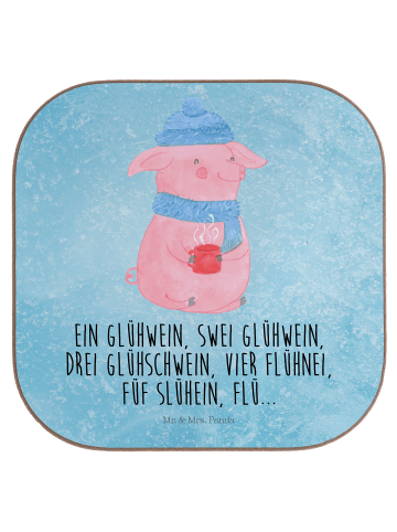 Mr. & Mrs. Panda Untersetzer Schweinchen Glühwein mit Spruch in Eisblau