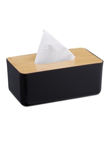relaxdays 2 x Taschentuchbox in Schwarz/ Natur