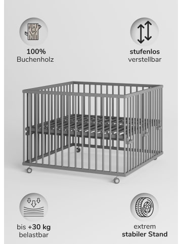 Sämann Sämann Laufgitter mit Sprossen, Lattenrost & Matratze SleepPlus grau Premium