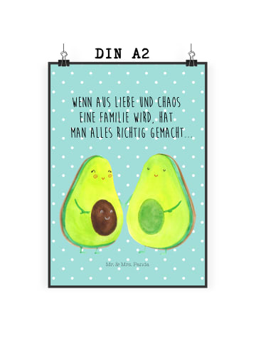Mr. & Mrs. Panda Bild Avocado Pärchen mit Spruch in Türkis Pastell