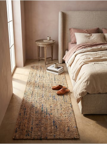 KADIMA DESIGN Naturfaser-Teppich Handgewebt ERME Jute Naturbelassen Modern in Natur-Blau