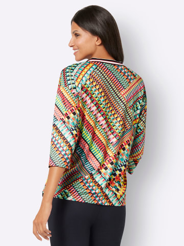 Sieh an! 3/4-Arm-Shirt in smaragd-pink-bedruckt